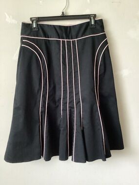 Kelly Blue Black Skirt with Pink Piping - Women's Flared Skirt